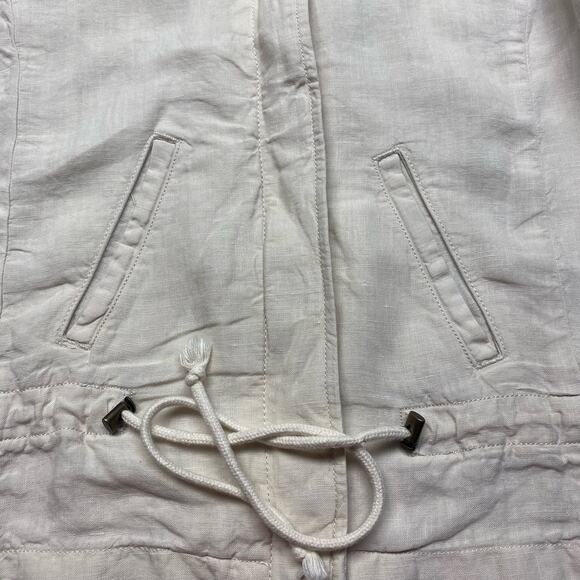 Lucky Brand Military Zip-up 100% Linen Drawstring Waist Jacket Beige Women S - Picture 10 of 12